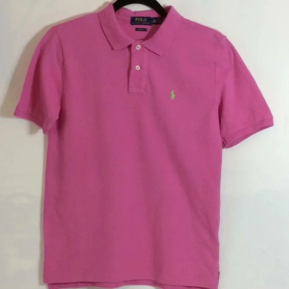 Polo Ralph Lauren Hot Pink Shirt with Green Pony - Picture 1 of 5